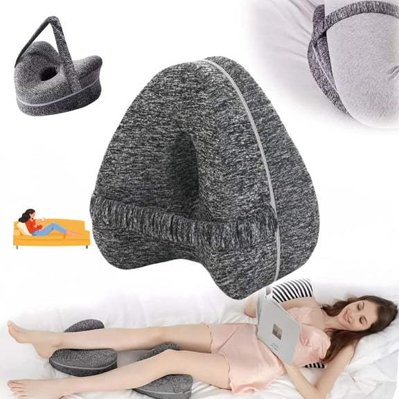 Alignment Pillows for Side Sleepers, 2025 New Hip Alignment Pillow, Relieve Hip Pain & Sciatica, Heart-Shaped Memory Foam Pillows for Leg and Knee Hip Supports with Adjustable Strap (Grey)