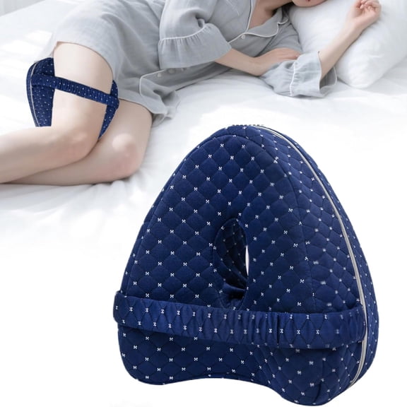 Alignment Pillows for Side Sleepers, Knee Pillow for Side Sleepers with Adjustable Strap | Relieves Pain in Hips, Knees, Joints | Memory Foam Ergonomic Support Cushion (Grid Blue)