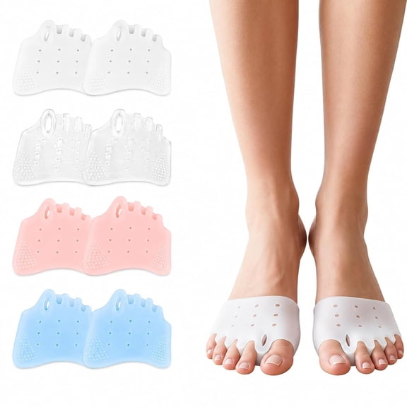 Alignura 3 In 1 Pro Toe Straighteners, Silicone Toe Separators, 4 Pairs Thin Support with Breathable Holes & Anti-Slip Dots, Soft Latex-Free Toe Spacers for Yoga Running Walking, Washable Reusable