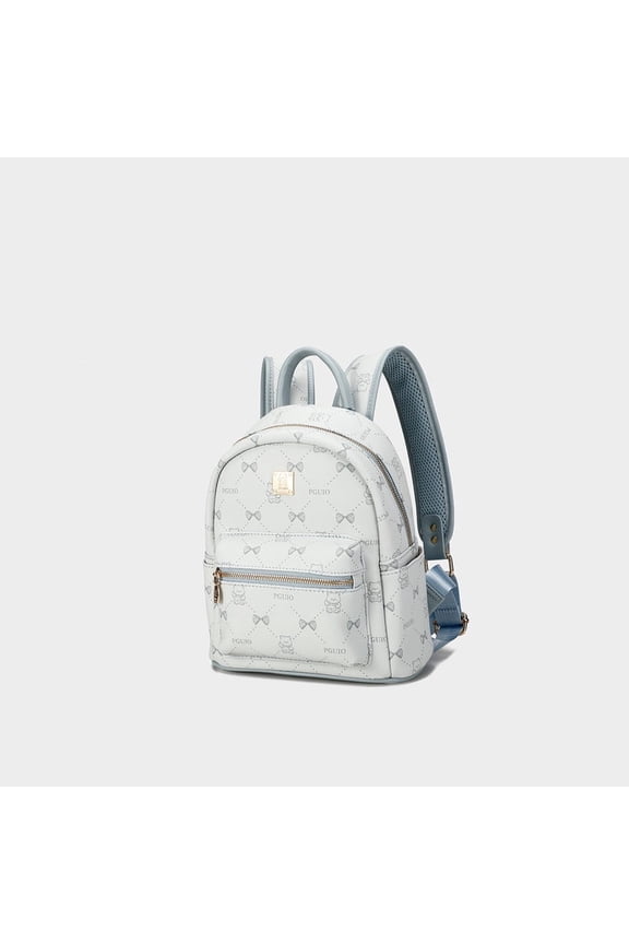 Bear Bow Print Mini Backpack, 3-Way Handheld Single Shoulder Rucksack for Women, Small Light Blue