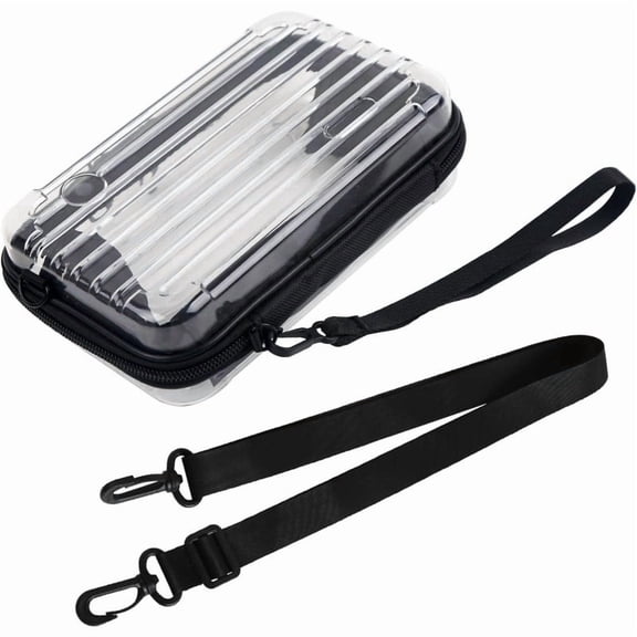 Alikpop Clear Striped Hard Shell Mini Crossbody Case, 3-Way Portable Transparent Makeup Phone Bag