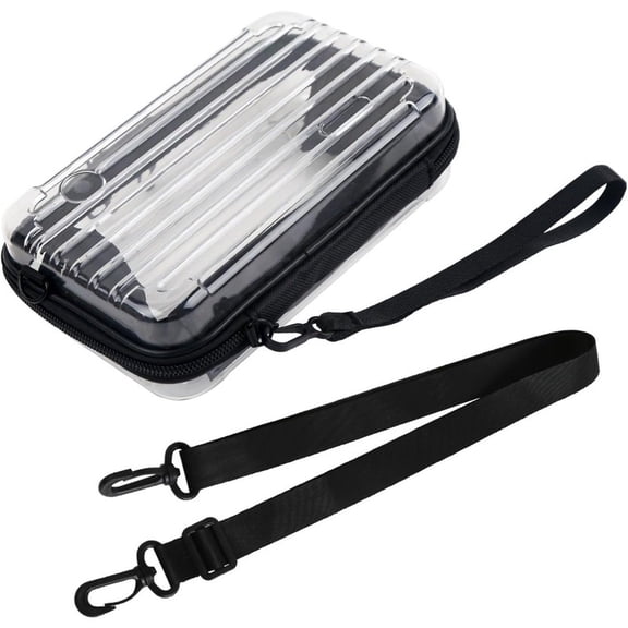 Alikpop Clear Striped Hard Shell Mini Crossbody Case, 3-Way Portable Transparent Makeup Phone Bag