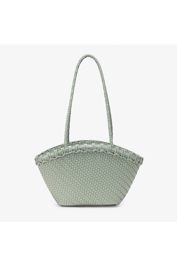 Hand Woven Leather Tote Bag, 2 Ways Hand Shoulder Beach Purse, Light Green