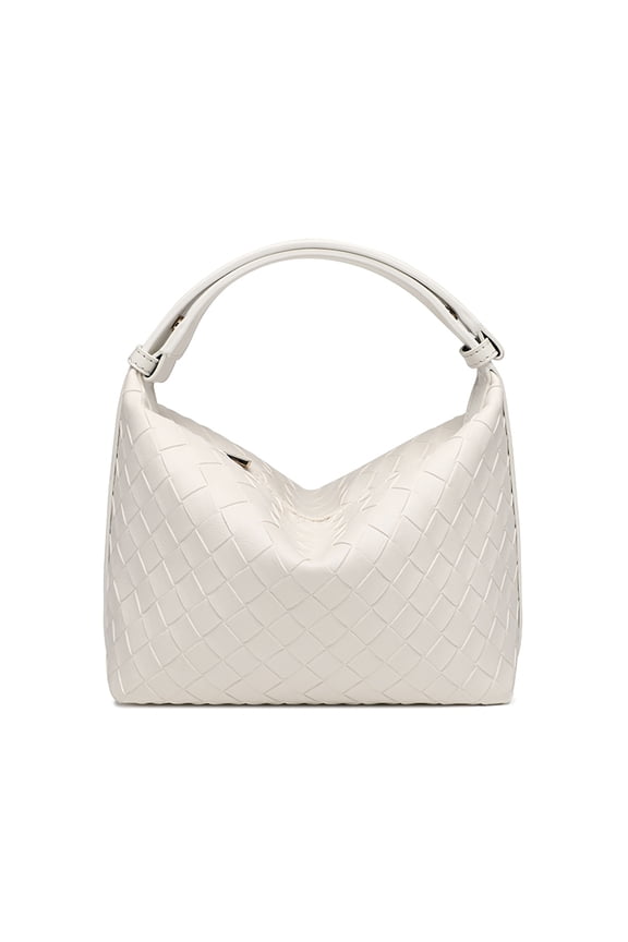 Intrecciato Weave PU Hobo Shoulder Bag, Adjustable Strap Underarm Purse for Women, White