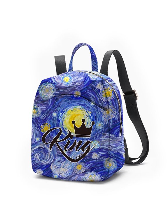 Women's Starry Night King Print Mini Backpack Purse