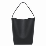 Alikpop Large PU Bucket Tote Bag, Minimalist Shoulder Purse for Women, Black large