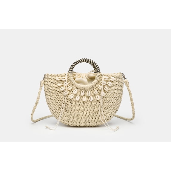 Alikpop Women's Straw Hobo Tote Bag Crossbody Purse, White