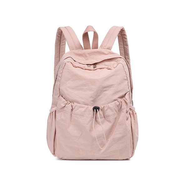 Alikpop Lightweight Nylon Drawstring Backpack, Ultra-Light Casual Daypack for Women, Pink