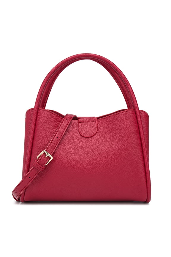 Mini PU Bucket Bag, Multi-Way Crossbody Satchel for Women, Red