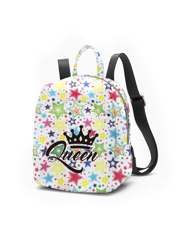 Queen Black pentagram Y2k Painting Pattern Y2k Mini Backpack For Women Small Backpack Purse For Ladies Cute Bookbag Travel Shoulder Bag With Charm
