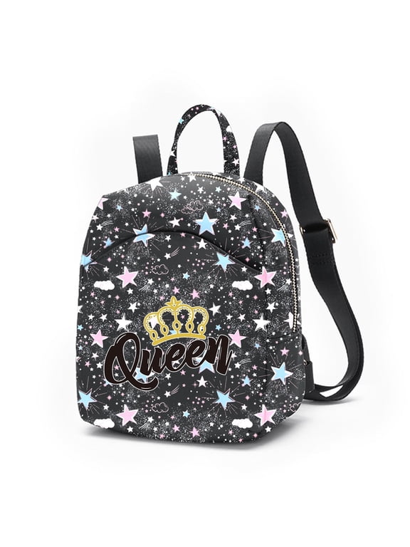 Queen Black pentagram Y2k Painting Pattern Y2k Mini Backpack For Women Small Backpack Purse For Ladies Cute Bookbag Travel Shoulder Bag With Charm