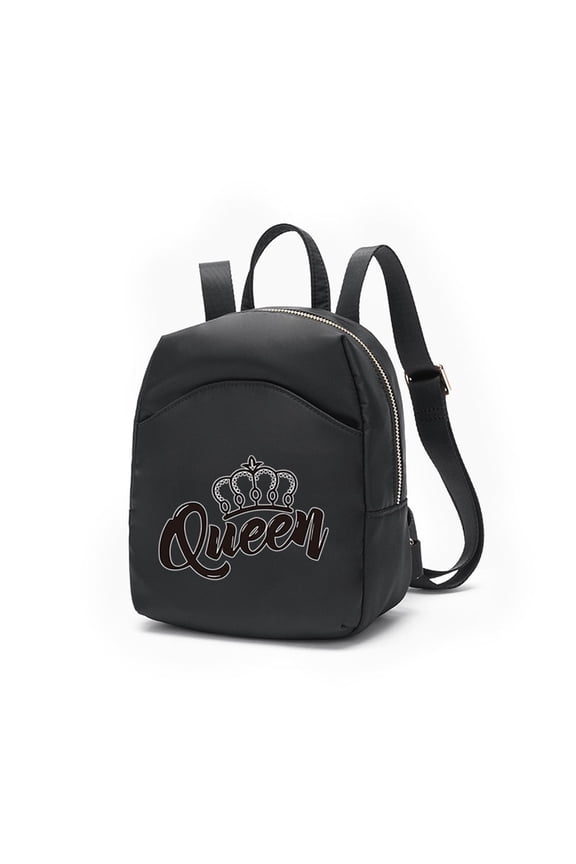 Queen Crown Mini Backpack Purse, Black Y2K Style Small Daypack with Crown Graphic for Women