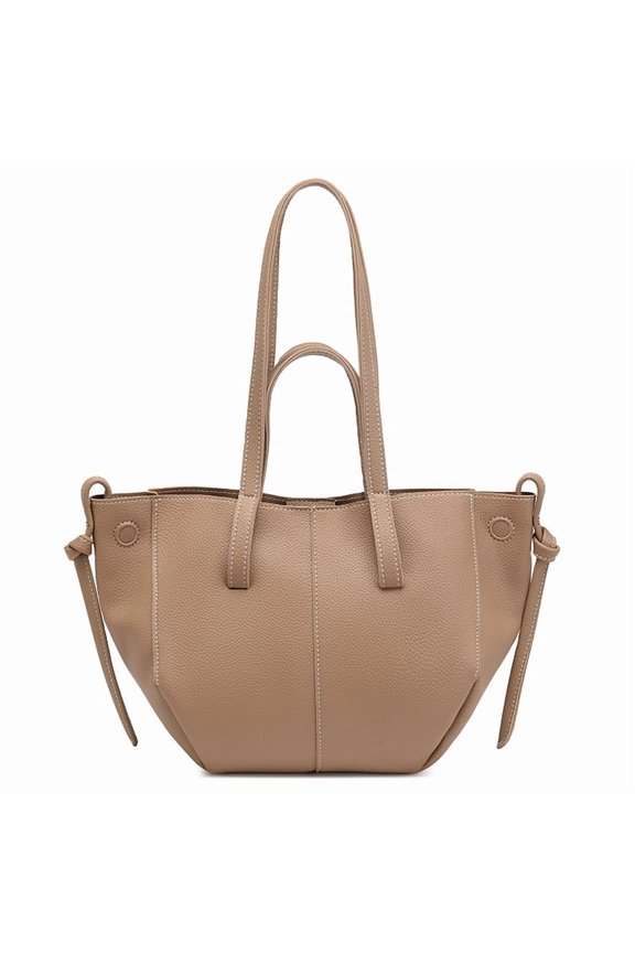 Soft PU Drawstring Tote Bag, Multi-Way Shoulder Purse for Women, Khaki