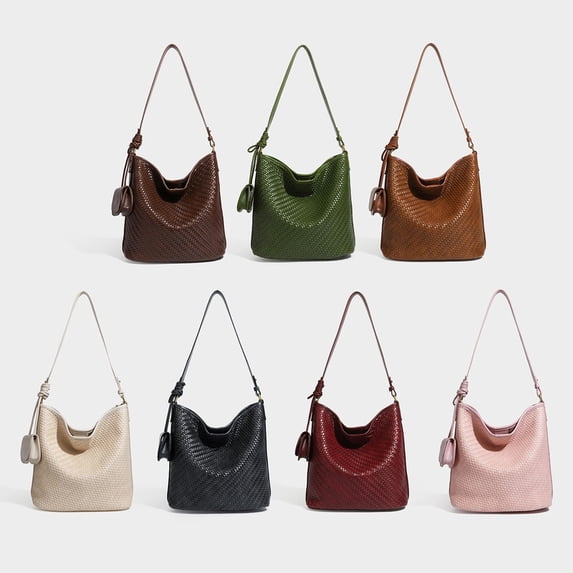 Alikpop Vintage Woven Hobo Tote Bag Adjustable Shoulder Strap Crossbody Handbag For Women Coffee