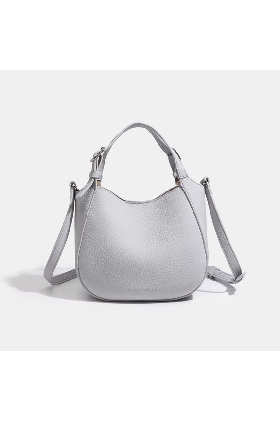 Women's Faux Leather Pebbled Mini Bucket Bag, Adjustable Detachable Strap, Black, White, Pink