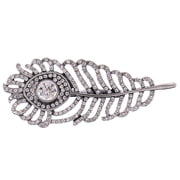 Alilang Adjustable Silvery Crystal Rhinestone Peacock Feather Statement Ring