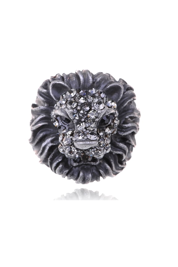 Alilang Black Grey Fierce Strong Lion Head Multi Size Statement Rings (8)