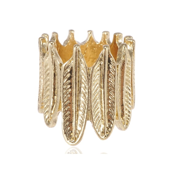 Alilang Contemporary Intricate Carved Linked Asymetrical Leaves Fashion Ring