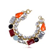Alilang Contemporary Multicoloured Bead White Rhinestone Accented Bracelet