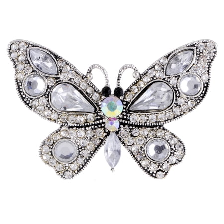 Alilang Czech Clear Crystal Rhinestone Butterfly Birthstone Bridal Wedding Gift Adjustable Ring