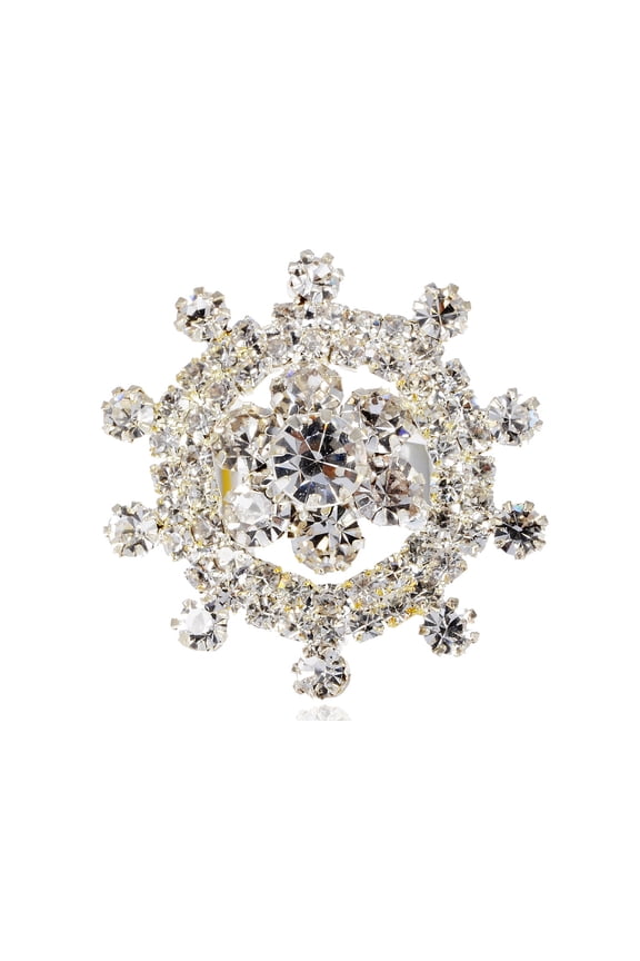Floral Flower Ship Helm Clear Crystal Rhinestone Wedding Style Statement Ring