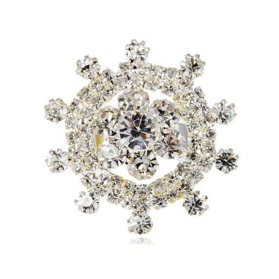Alilang Floral Flower Ship Helm Clear Crystal Rhinestone Wedding Style Statement Ring