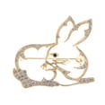 thumbnail image 1 of Alilang Golden Tone Clear Crystal Colored Rhinestones Cutout Bunny Rabbit Brooch Pin, 1 of 5