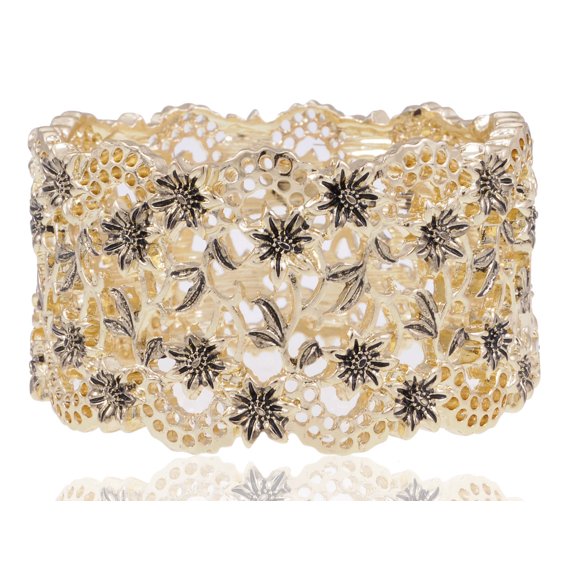 Alilang Golden Tone Geometric Multicolored Rhinestone Fashion Bracelet