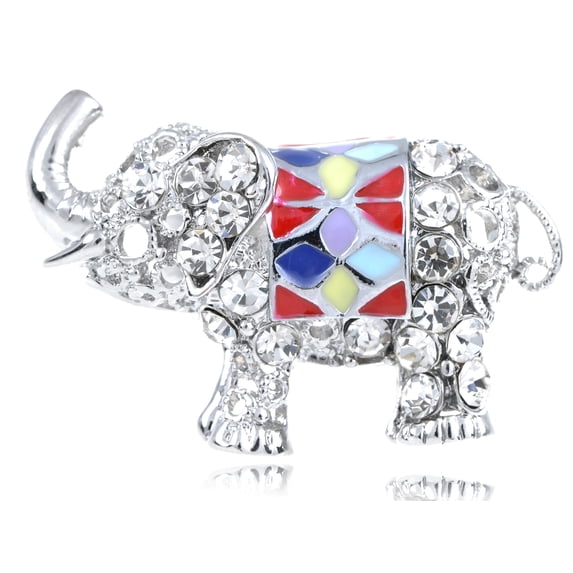 Alilang India Sumatran Borneo Elephant Enamel Colorful Crystal Rhinestone Painted Ring