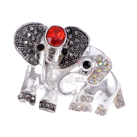Alilang Lovely Mother Family Ruby Clear Crystal Rhinestone Elephant Custom Ring