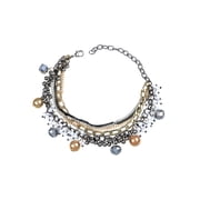Alilang Multi-Chain Bronze-Toned Pearlescent Style Shimmer Dangling Fashion Bracelet