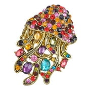 Alilang Rainbow Colorful Crystal Rhinestone Jellyfish Poison Tentacles Bejeweled Rings