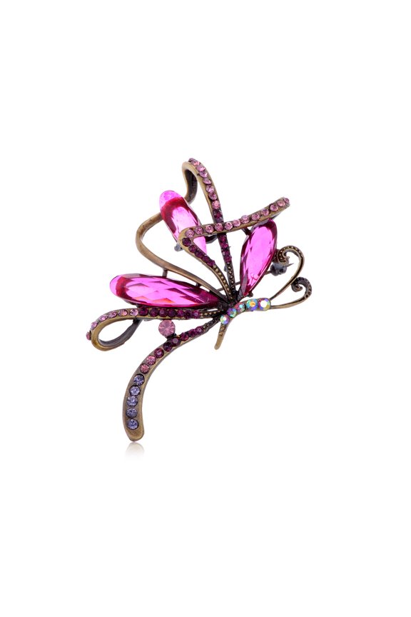 Alilang Ribbon Amethyst Purple Abstract Butterfly Fashionable Crystal Pendant Brooch Pin