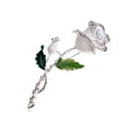 thumbnail image 1 of Alilang Silvery Tone White Enamel Painted Rhinestone Rose Flower Fashion Pin Brooch, 1 of 5