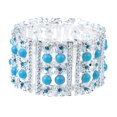 thumbnail image 1 of Alilang Synthetic Turquoise-like Bead Synthetic Crystal Rhinestone Fashion Bracelet Bangle Cuff, 1 of 5