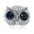 thumbnail image 1 of Alilang Womens Adjustable Silvery Tone Dark Blue Gemstone Big Eyed Wise Owl Head Ring, 1 of 4
