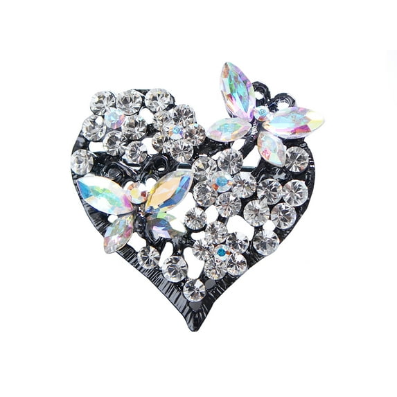 Alilang Womens Floral Silvery Tone Crystal Rhinestone Insect Butterfly Love Flower Heart Brooch Pin