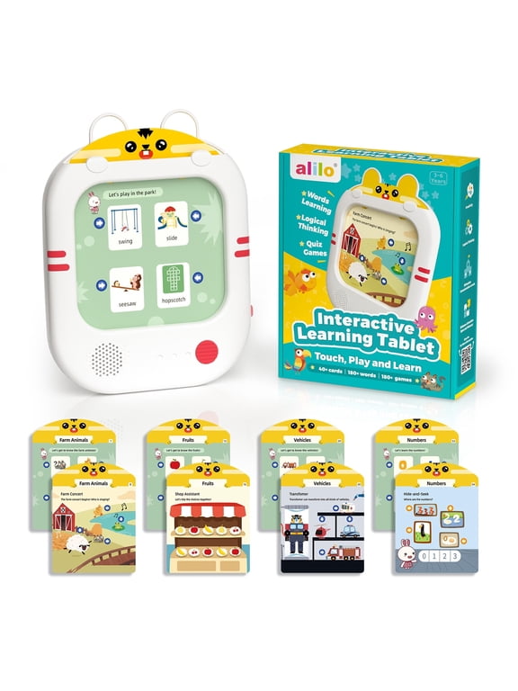Screen-Free Learning Tablet for Toddlers 2-5, Educational Toy with 47 Double-Sided Cards, 180+ Words & Logic Games, Gift for Boys Girls