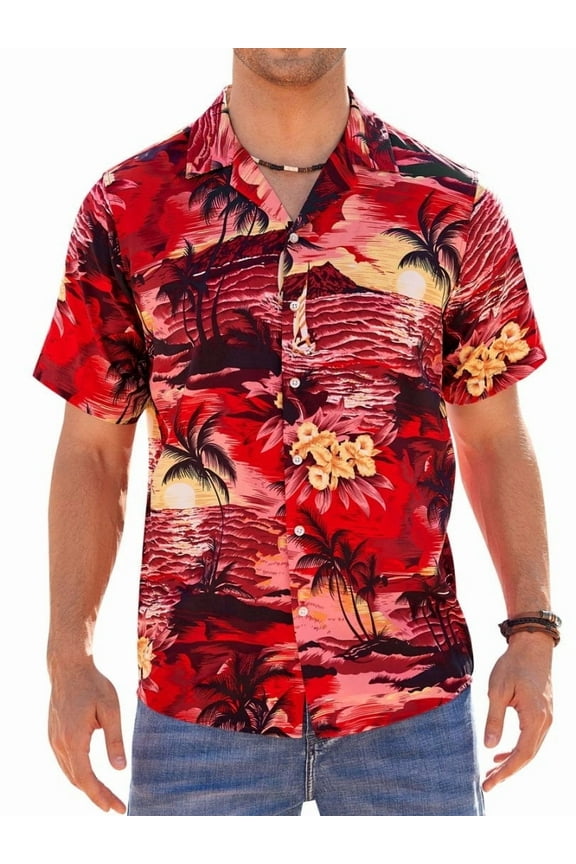 Beach Shirt Short Sleeve Hawaiian Shirts for Men Casual Button Down Shirt
