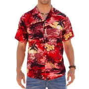 Alimens & Gentle 100% Cotton Short Sleeve Hawaiian Shirts for Men Casual Button Down Shirt