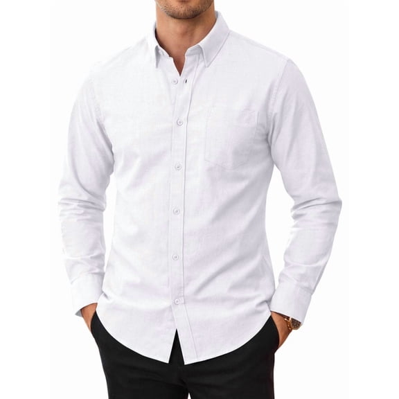sogami Button Up Shirt Mens Oxford Shirt Casual Long Sleeve White Cotton Dress Shirt For Men