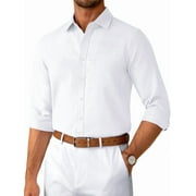 ALIMENS & GENTLE Button Up Shirt Mens Oxford Shirt Casual Long Sleeve White Cotton Dress Shirt For Men Office