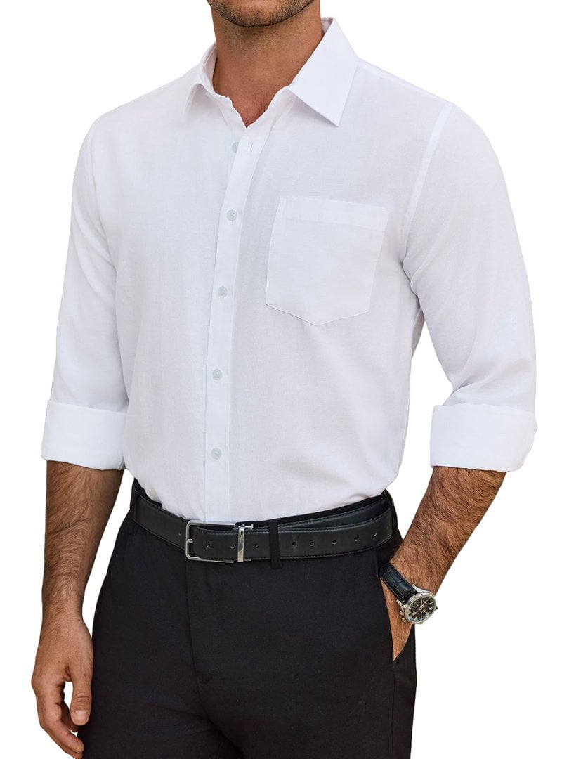 white christmas dresses Men's White Dress Shirt Twill Stretch Cotton – Ike Behar main image 0