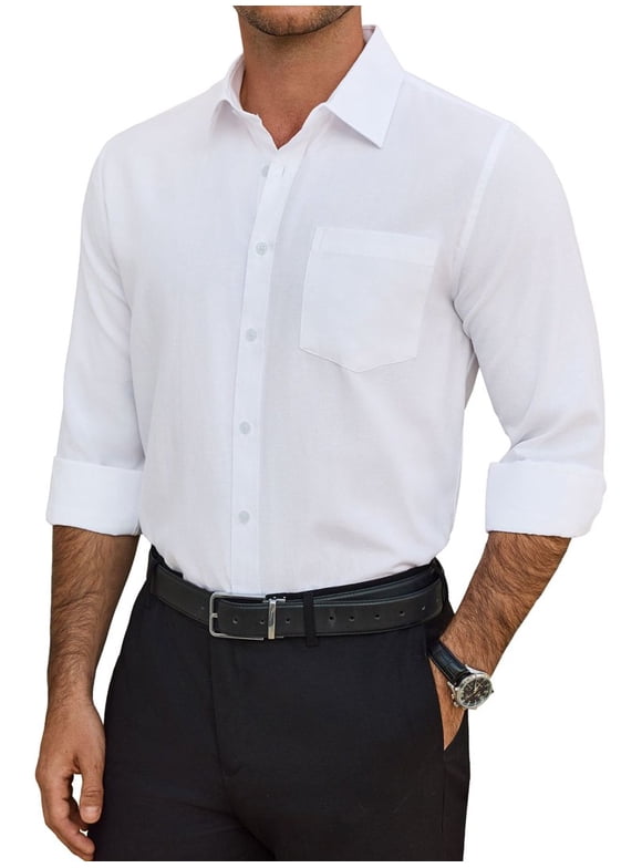 Button Up Shirt Mens Oxford Shirt Casual Long Sleeve White Cotton Dress Shirt For Men Office