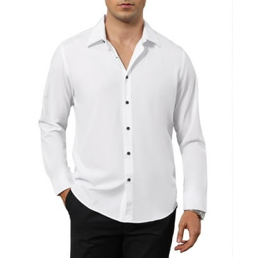 Alimens & Gentle Dresses Shirt For men Stretch Long Sleeve White Button Down shirt Business