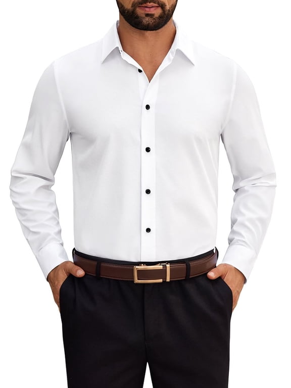 Wrinkle Free Dresses Shirt For men Stretch Long Sleeve Button Down shirt Business