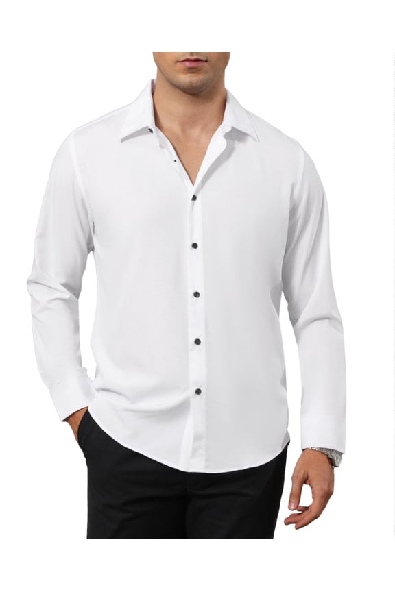 Dresses Shirt For men Stretch Long Sleeve White Button Down shirt Business