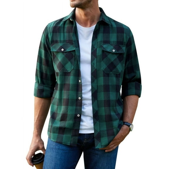 sogami Long Sleeve Buffalo Plaid Shirt for Men Regular Fit Comfortable