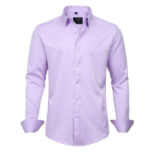 Alimens & Gentle Long Sleeve Business Shirts for Men Solid Dress Shirt ...