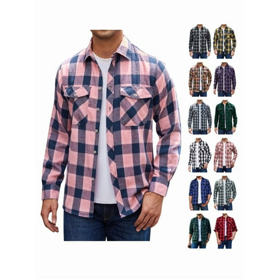 sogami Long Sleeve Button Up Shirt for Men Flannel Shirts Regular Fit